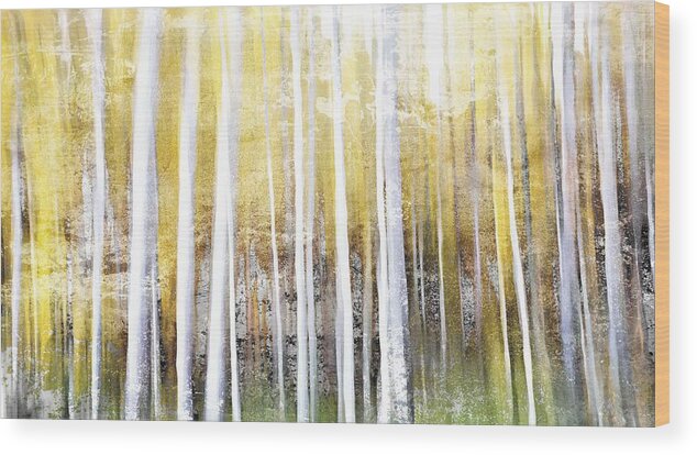 Trees Wood Print featuring the painting Aspen #2 by Lelia DeMello