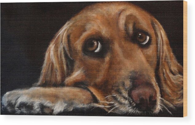 Golden Retriever Wood Print featuring the painting June #1 by Carol Russell