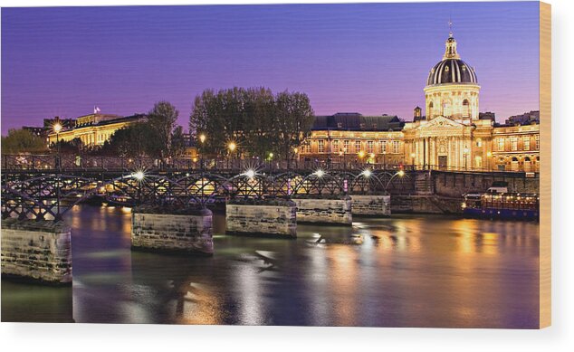Pont Des Arts Wood Print featuring the photograph Pont des Arts at Night / Paris #2 by Barry O Carroll