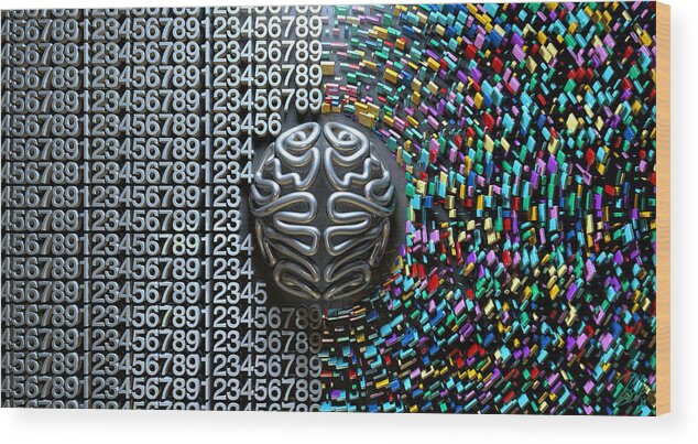 Brain Wood Print featuring the digital art Left And Right Brain Concept #3 by Allan Swart