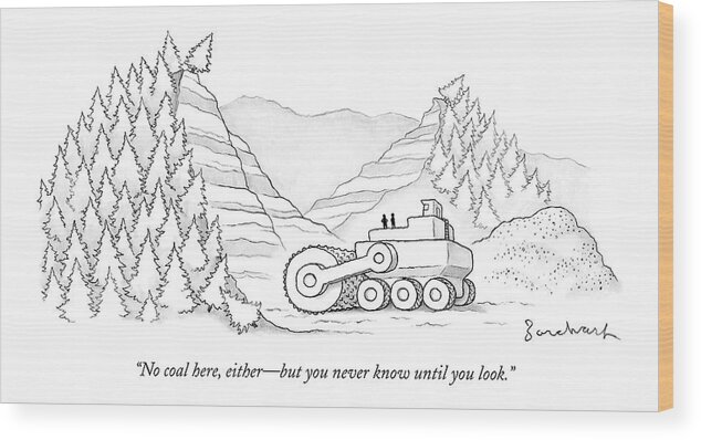 Environment Wood Print featuring the drawing A Tractor Razes Thousands Of Trees by David Borchart