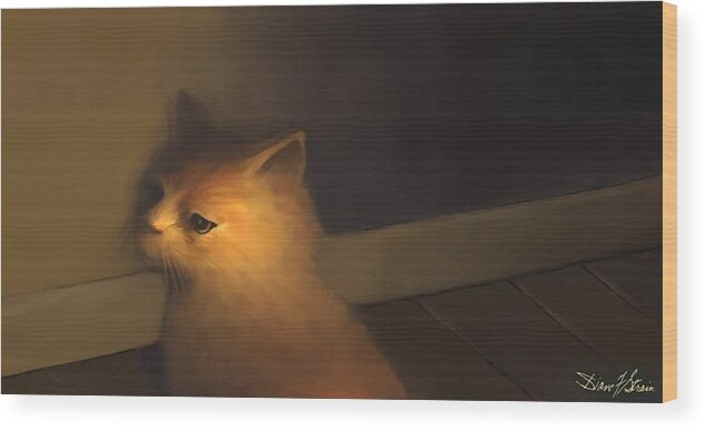 Diane Strain Wood Print featuring the painting A Warm Corner for Kitty  No.1 by Diane Strain