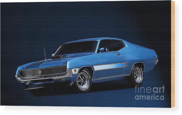 Ford Wood Print featuring the photograph Action Photo Original Prints Vintage Muscle Cars 1970 Ford Torino by Action