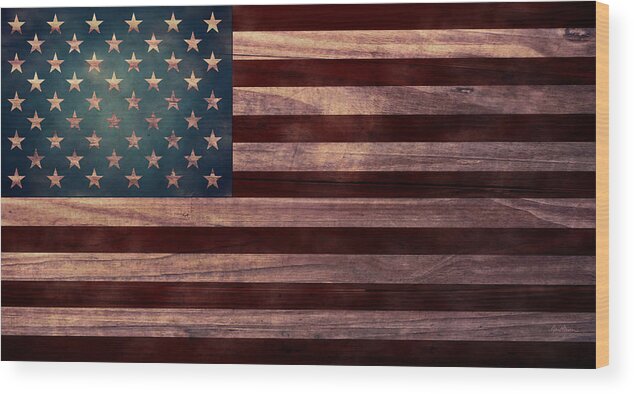 American Flag Wood Print featuring the digital art American Flag I by April Moen