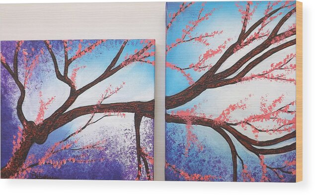  Wood Print featuring the painting Asian Bloom Triptych 1 2 by Darren Robinson