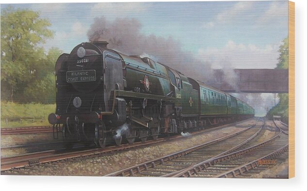Steam Train\steam Train Artist Wood Print featuring the painting Atlantic Coast Express by Mike Jeffries