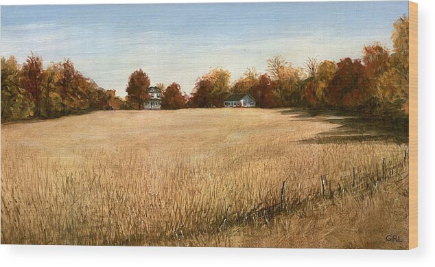 Maryland Wood Print featuring the painting Autumn Field Southern Maryland by G Linsenmayer