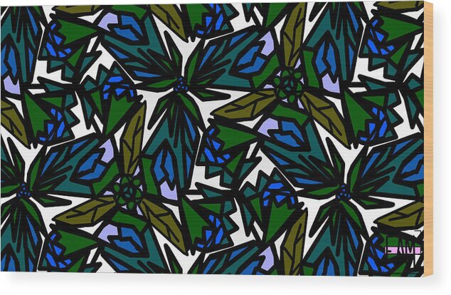 Blue Flowers Wood Print featuring the digital art Blue Flowers by Elizabeth McTaggart