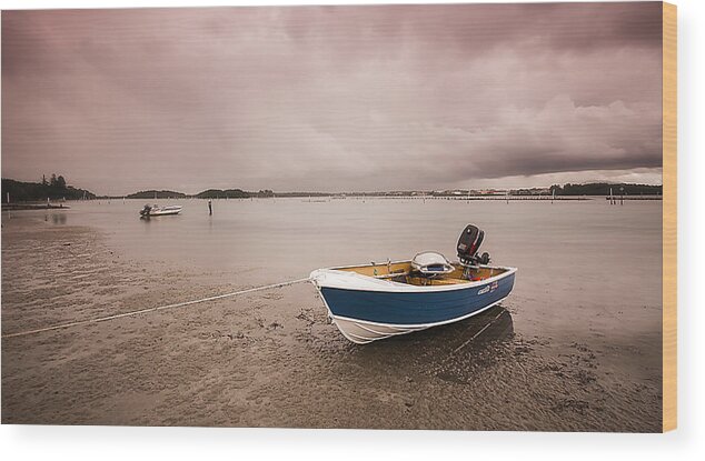 Riverscape Wood Print featuring the photograph Blue Tinny 0111 by Kevin Chippindall