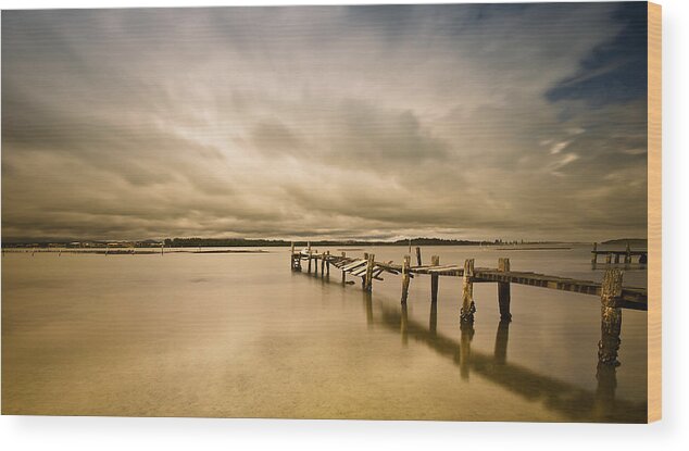Manning Point Nsw Wood Print featuring the photograph Broken Jetty 01 by Kevin Chippindall