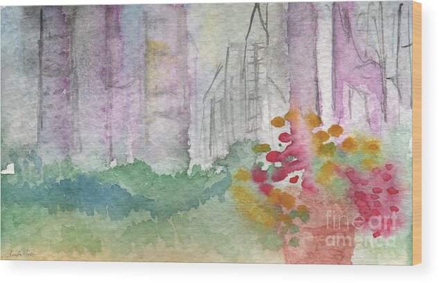 Garden Wood Print featuring the painting Central Park by Linda Woods