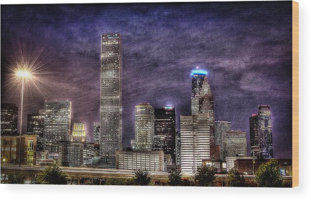 Houston Wood Print featuring the photograph CIty of Houston Skyline by David Morefield