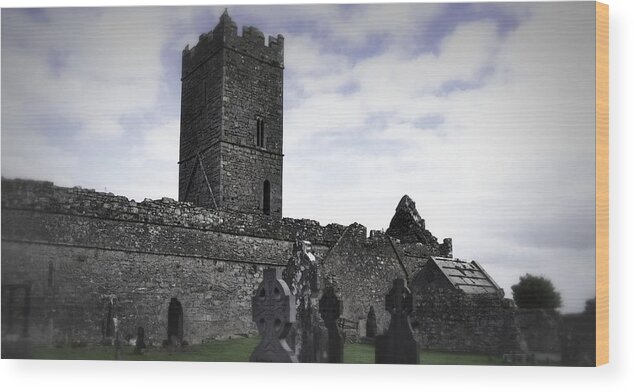 Ireland Wood Print featuring the photograph Clare Abbey and Graveyard by Nadalyn Larsen