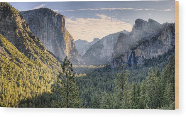 Hdr Wood Print featuring the photograph Daybreak In The Valley by Stephen Campbell