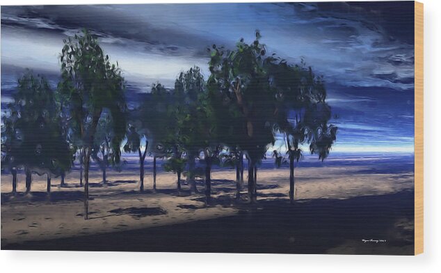 Trees Wood Print featuring the painting Desert Oasis by Wayne Bonney