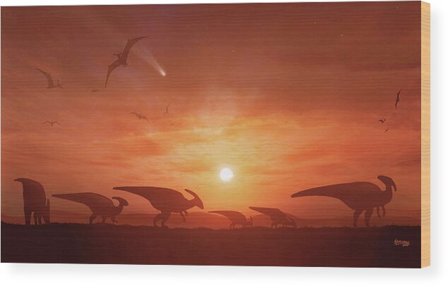Dinosaur Wood Print featuring the photograph Dinosaur Extinction by Mark Garlick/science Photo Library