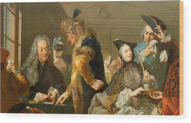 Male Wood Print featuring the painting Gamblers in the Foyer by Johann Heinrich Tischbein