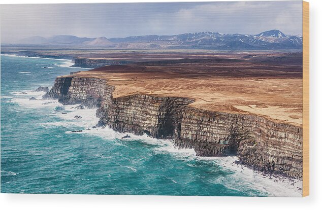 Iceland Wood Print featuring the photograph Icelandic Coast - Iceland Aerial Photograph by Duane Miller