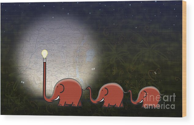 Elephant Wood Print featuring the digital art Illumination by Sassan Filsoof