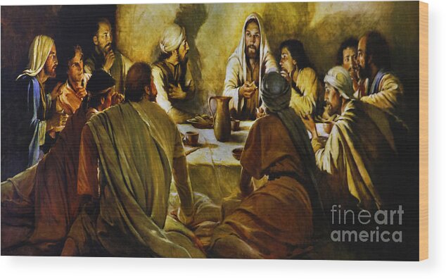 Painting Wood Print featuring the photograph Last Supper Reproduction by Al Bourassa