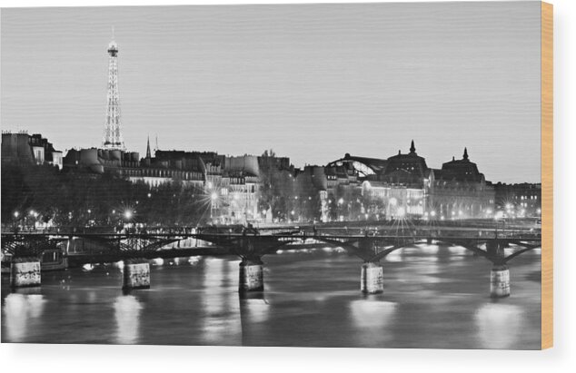 Left Bank Wood Print featuring the photograph Left Bank at Night - Paris by Barry O Carroll