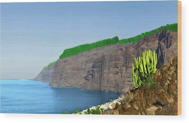 Spain Wood Print featuring the painting Los Gigantes Tenerife Spain by Bruce Nutting