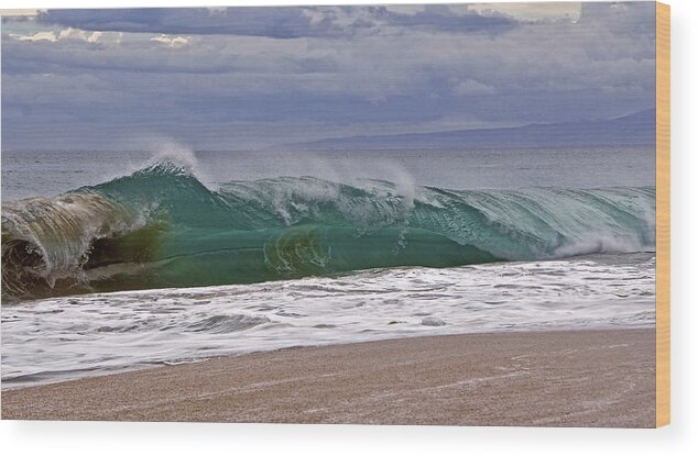 Makena Beach Maui Hawaii Shorebreak Seashore Ocean Waves Wood Print featuring the photograph Makena Morning by James Roemmling
