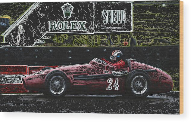 Racing Cars Wood Print featuring the photograph Maserati 250F 1953 Grand Prix Racing Car 2 by John Colley