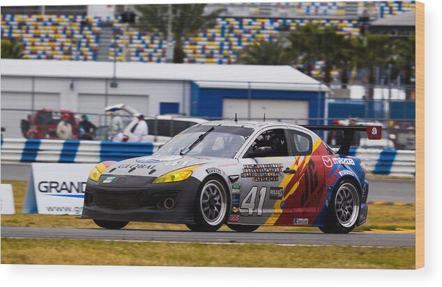 24 Hours Of Daytona Wood Print featuring the photograph Mazda RX-8 Racer by Raul Rodriguez
