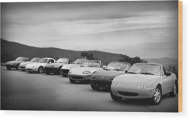 Kelly Hazel Wood Print featuring the photograph Miatas by Kelly Hazel