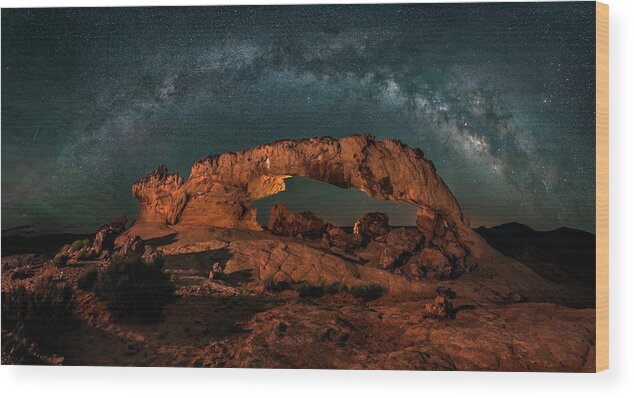 Sunset Arch Wood Print featuring the photograph Milky Way Over The Sunset Arch by Hua Zhu