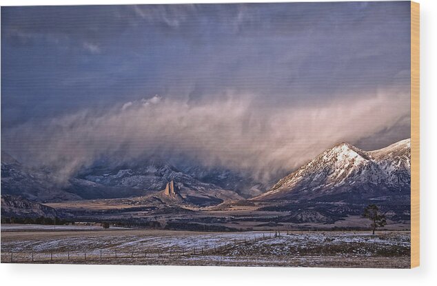 Eric Rundle Wood Print featuring the photograph Needle Rock Winters Glow by Eric Rundle