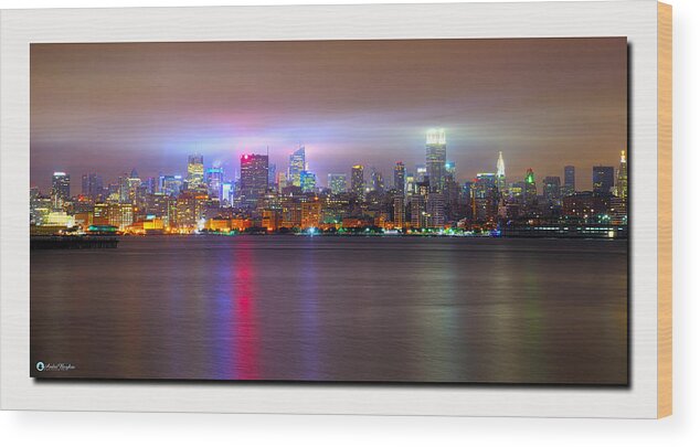 Night Photography Wood Print featuring the photograph NYC in the Fog by Andre Boykin
