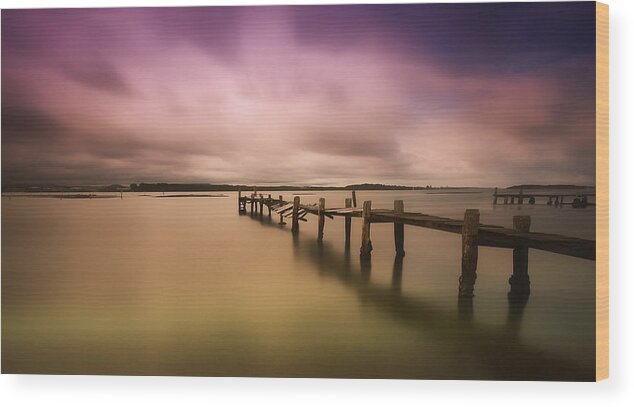 Seascape Photography Australia Wood Print featuring the photograph Old jetty 01 by Kevin Chippindall