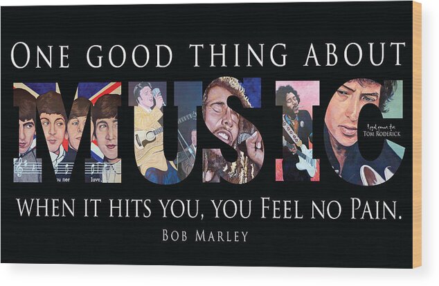 Beatles Wood Print featuring the digital art One Good Thing About Music by Tom Roderick