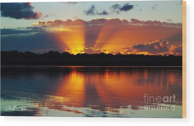 Sunrise Wood Print featuring the photograph Orange Gods - Sunrise Panorama by Geoff Childs