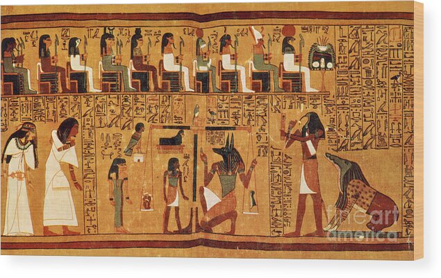 Religion Wood Print featuring the photograph Papyrus Of Ani, Weighing Of The Heart by Science Source