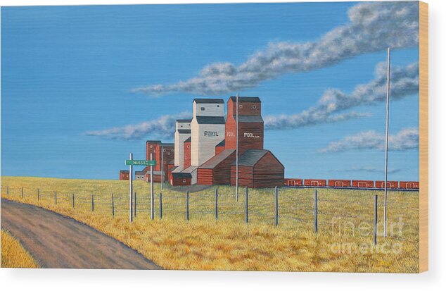 Prairies Wood Print featuring the painting Prairie Towers by Blaine Filthaut