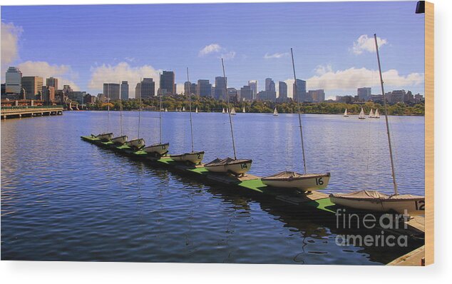 Boats Wood Print featuring the photograph Sail boats in Waiting by Lennie Malvone