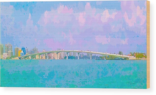 Sarasota Via Ringling Bridge Wood Print featuring the photograph Sarasota Via Ringling Bridge by Susan Molnar