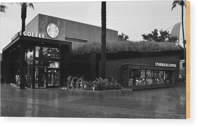 Starbucks Wood Print featuring the photograph Starbucks Store Downtown Disney work one by David Lee Thompson