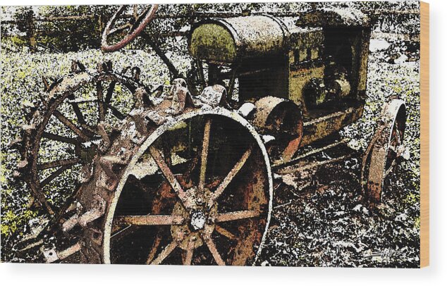 Rust Wood Print featuring the photograph Speckled Antique Tractor by Michael Spano