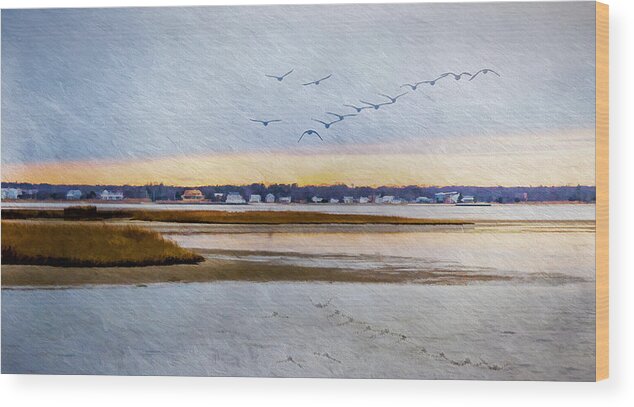 Geese Wood Print featuring the photograph The Flock by Cathy Kovarik