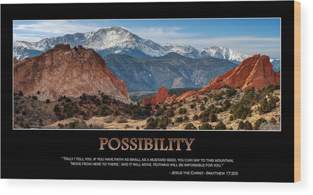 Pikes Peak Wood Print featuring the photograph The Possibilities - Inspirational Panorama by Gregory Ballos