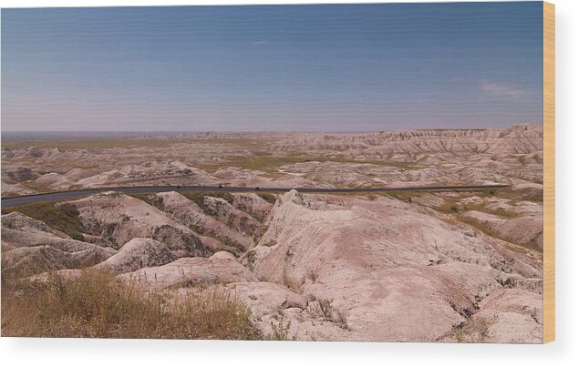 Badlands Wood Print featuring the photograph The Road Through the Badlands by Hermes Fine Art