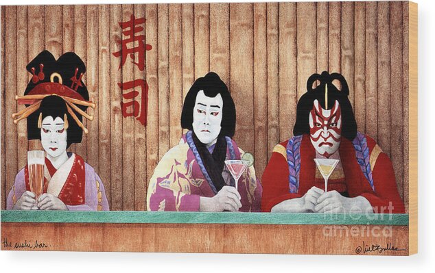 Will Bullas Wood Print featuring the painting The Sushi Bar... by Will Bullas