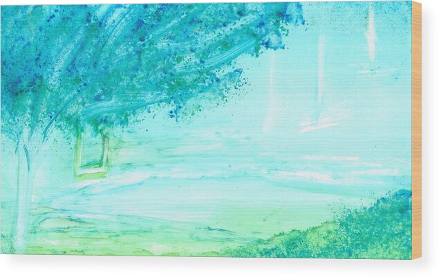 Landscape Wood Print featuring the painting The Swing by Kelly Dallas