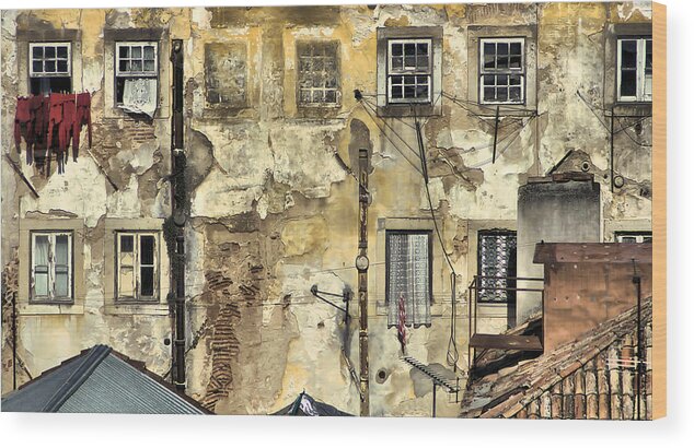 Urban Wood Print featuring the painting Urban Lisbon by David Letts