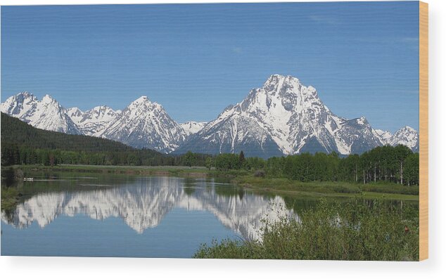 Tetons Wood Print featuring the photograph View at Oxbow Bend in Grand Tetons National Park by Jean Clark