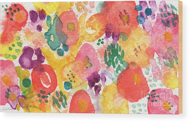 Flowers Wood Print featuring the painting Watercolor Garden by Linda Woods